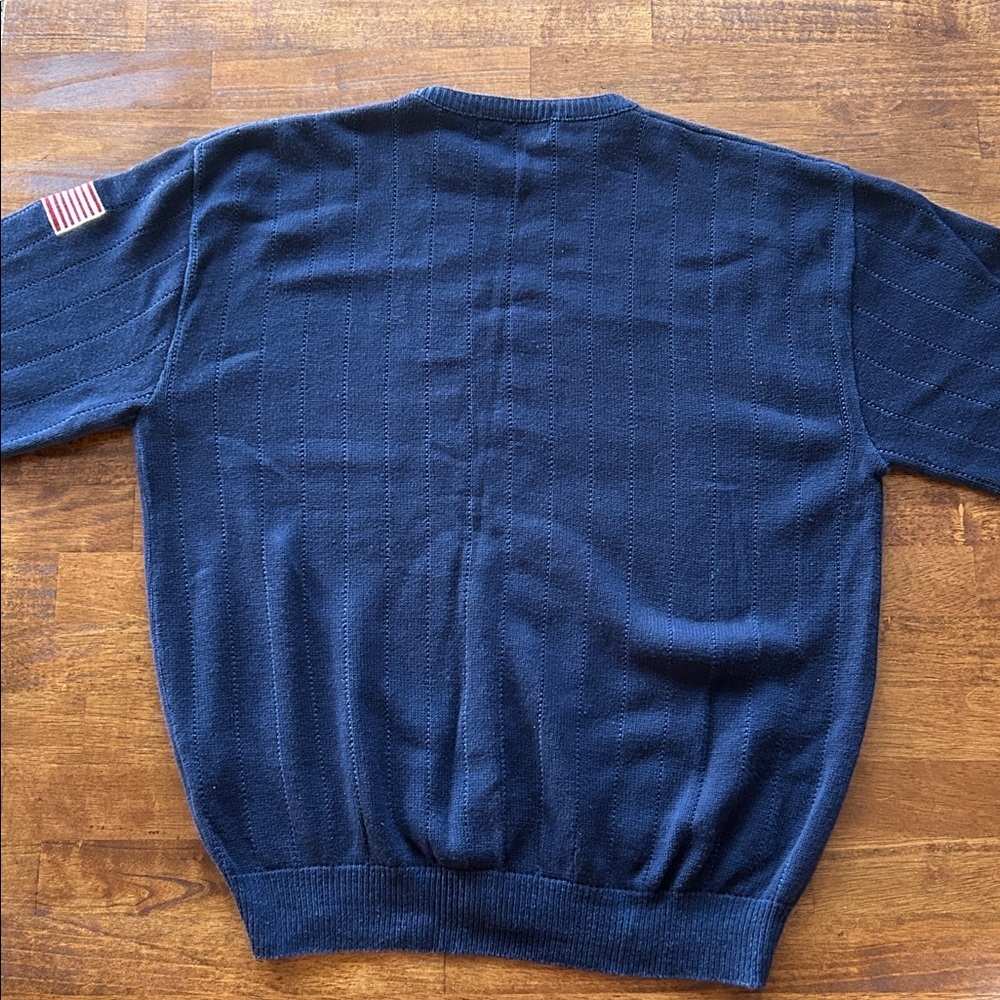 Shenandoah mens made in USA knit patriotic eagle flag navy blue sweater large - Picture 8 of 8